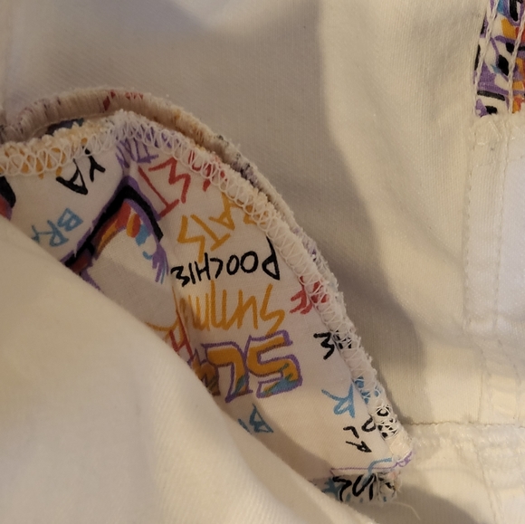 Vintage LA Gear CROP Denim Jacket White with Shoulder Pads BNWOT M - Picture 8 of 9